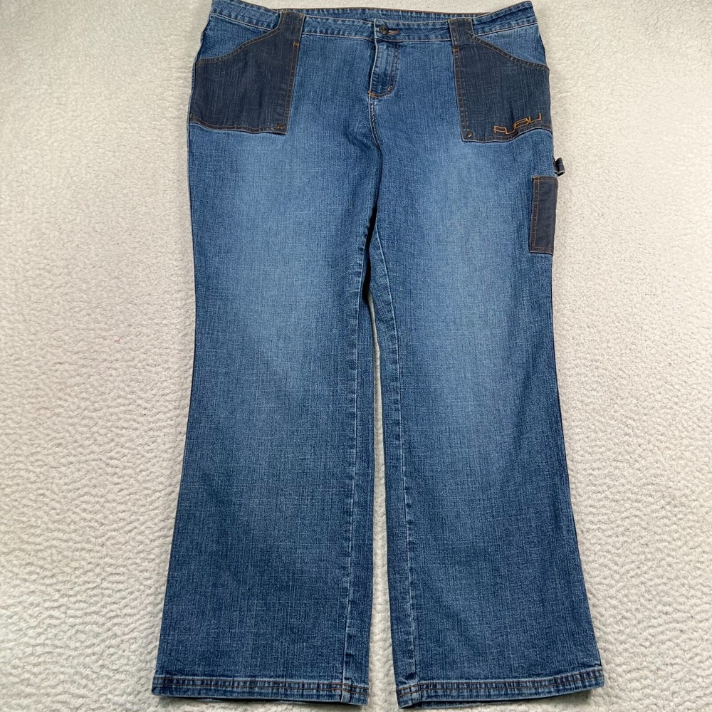 FUBU The Collection Patchwork Jeans Mens 40x30 Y2K Wide Leg Carpenter Streetwear